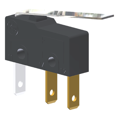 Microrutor Subminiatura 5A, 1Na+1Nf, Alavanca Flexível, Terminal Faston 2,8X0,5Mm MM1E3NF Kap