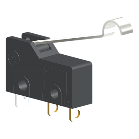 Microrutor Subminiatura 5A, 1Na+1Nf, Alavanca Rígida Com Rolete Simulado, Terminal Solda MM2D4NS Kap