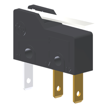 Microrutor Subminiatura 5A, 1Na+1Nf, Alavanca Rígida Curta, Terminal Faston 2,8X0,5Mm MM2G1NF Kap