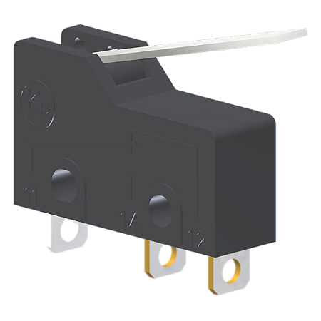 Microrutor Subminiatura 5A, 1Na+1Nf, Alavanca Rígida Curta, Terminal Solda MM2G2NS Kap
