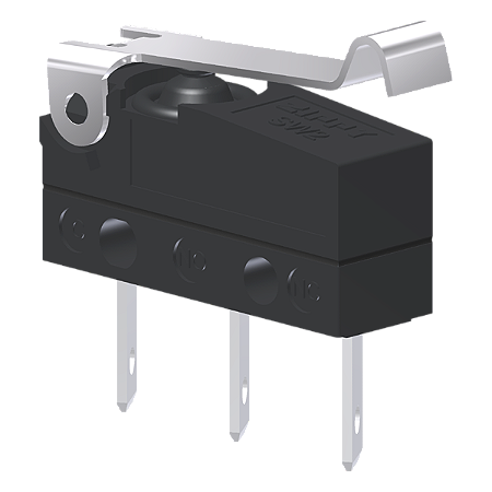 Microrutor Subminiatura Protegido 10A Contato Na+Nf Alavanca Flexível Curta C/ Roldana Simulada Terminal Faston MMP1U1NF Kap