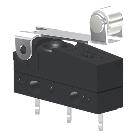 Microrutor Subminiatura Protegido 10A Contato Na+Nf Alavanca Flexível Curta C/ Roldana Terminal Circuito Impresso MMP1R1NI Kap