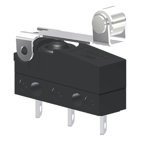Microrutor Subminiatura Protegido 10A Contato Na+Nf Alavanca Flexível Curta C/ Roldana Terminal Solda MMP1R1NS Kap