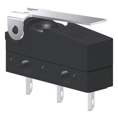 Microrutor Subminiatura Protegido 10A Contato Na+Nf Alavanca Flexível Curta Terminal Solda MMP1E1NS Kap