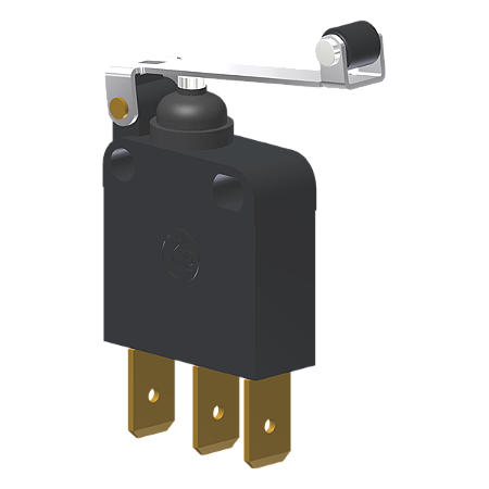 Microrutor Subminiatura Protegido, 1Na+1Nf, Alavanca Com Rolete, Terminal Faston 6,3Mm MPJNF Kap