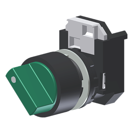 Seletor C/ Manopla Verde 2 Posições S/ Retorno Esquerda-Direita Moldura Redonda P/ Furo 22Mm C2XSN2VA Kap