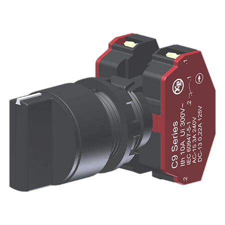 Seletor Compacto C/ Manopla Preta 3 Posições S/ Retorno Moldura Redonda 2Nf P/ Furo 22Mm C9SN3PB02 Kap