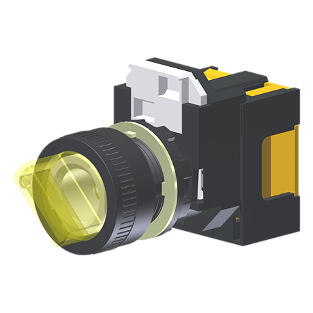 Seletor Luminoso Amarelo 2 Posições Moldura Redonda C/ Lâmpada Led 24Vcc P/ Furo 22Mm C2XH2AADLA2C Kap
