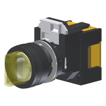 Seletor Luminoso Amarelo 3 Posições Moldura Redonda C/ Lâmpada Led 220Vca P/ Furo 22Mm C2XH3ABDLA6A Kap
