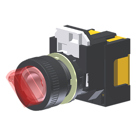 Seletor Luminoso Vermelho 2 Posições Moldura Redonda C/ Lâmpada Led 220Vca P/ Furo 22Mm C2XH2RADLR6A Kap