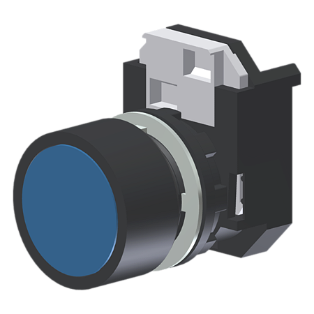 Botão Raso Azul Moldura Redonda P/ Furo 22Mm C2XBNZ Kap