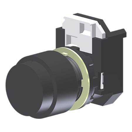 Botão Saliente Preto Moldura Redonda P/ Furo 22Mm C2XBEP Kap