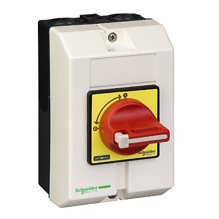 Interruptor Seccionador Vario Em Cofre Ip65 20A Manopla Vermelha/Amarela VCF0GE SCHNEIDER