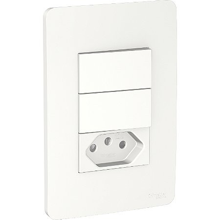 Conjunto 2 Interruptores Simples 10Ax + Tomada Br 2P+T 10A 250V Pl/Br S71333104 SCHNEIDER
