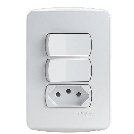 Conj 1 Interruptor Simp + 1 Interruptor Paralelo + 1 Tomada 2P+T 10A 250V Pl/Br S3B69060 SCHNEIDER