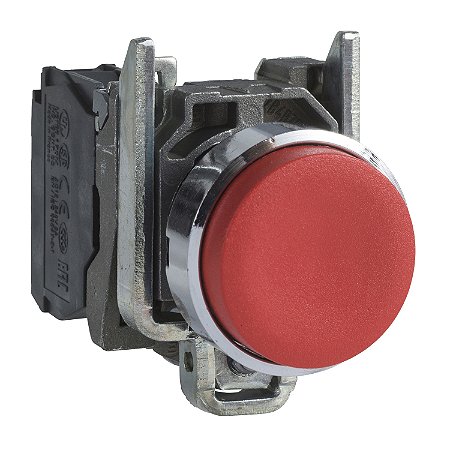 Botão Ø22Mm Metálico, Retorno Por Mola, Vermelho, Saliente, Nf XB4BL42 SCHNEIDER