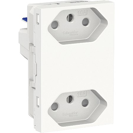 Modulo Tomada Duplex Br 2P+T 10A 250V Borne Automatico 3M Br S70325104 SCHNEIDER