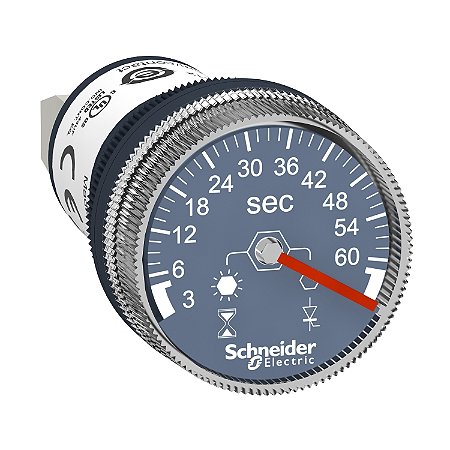 Temporizador Ø22Mm Plástico, Montagem Em Painel, Atraso De 3...60 Segundos, Alimentação 100...240Vcc/Ca XB5DTGM3 SCHNEIDER