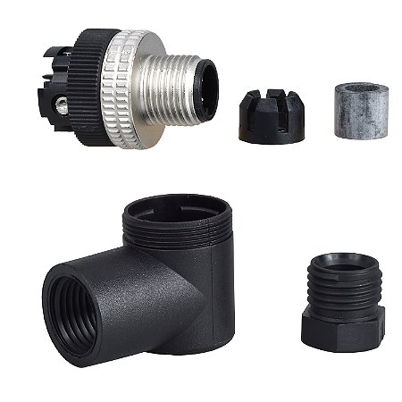Conector M12 Machoo 4 Pinos Cotoveloovelo Com Anel Metalico XZCC12MCM40B SCHNEIDER