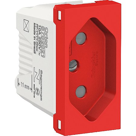 Modulo Tomada Br 2P+T 10A 250V Antibacteriano 1M Vermelha S70202134 SCHNEIDER