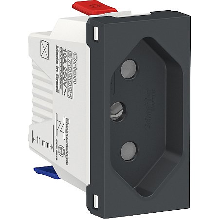 Modulo Tomada Br 2P+T 10A 250V Borne Automatico 1M Gr S70205194 SCHNEIDER