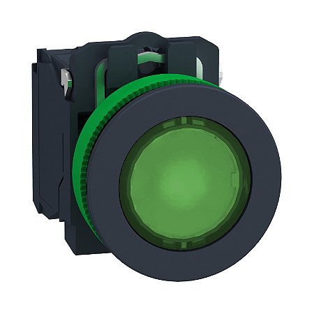 Botão Luminoso Faceado Ø30Mm Plástico, Retorno Por Mola, Verde, Na+Nf, 24Vca/Cc XB5FW33B5 SCHNEIDER