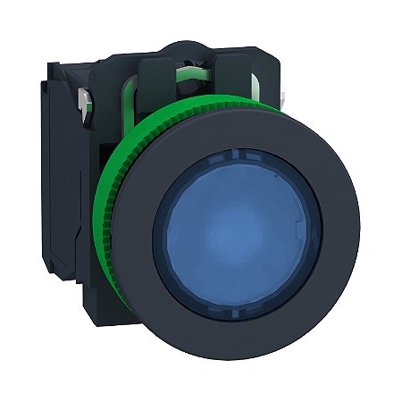 Botão Luminoso Faceado Ø30Mm Plástico, Retorno Por Mola, Azul, Na+Nf, 24Vca/Cc XB5FW36B5 SCHNEIDER