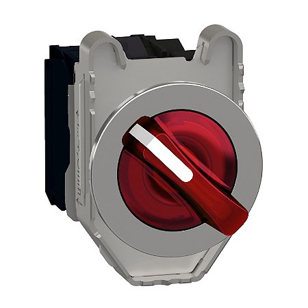 Illuminated Selector Switch Flush Mounted, Metal, Red, Ø30, 2 Positions, Stay Put, 230...240 V Ac 1 No + 1 Nc XB4FK124M5 SCHNEIDER