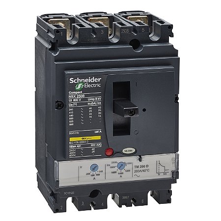 Disjuntor Nsx250B Tm200D 3P3D LV431111 SCHNEIDER