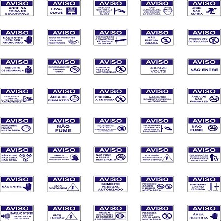 Placas De Sinalizacao Branca Em Pvc 250X180 Mm - Varios Modelos Pa01P Tagout