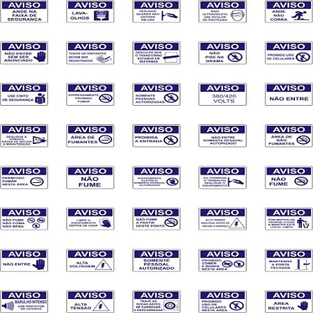 Placas De Sinalizacao Branca Em Pvc 350X250 Mm - Varios Modelos Pa01M Tagout