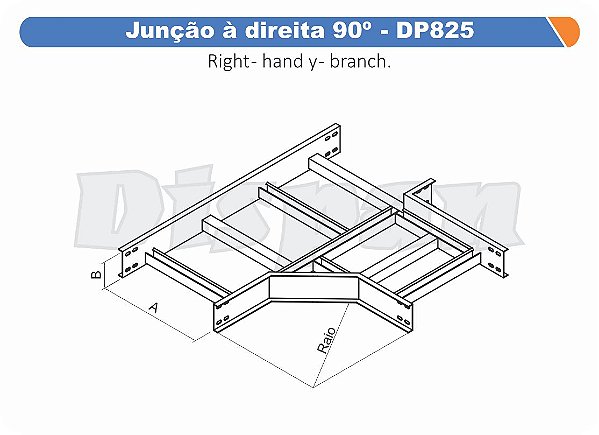 Juncao Direita Aço Carbono 90G Raio Segmentado 320 700Mm Gf Aba Externa Alt 100Mm