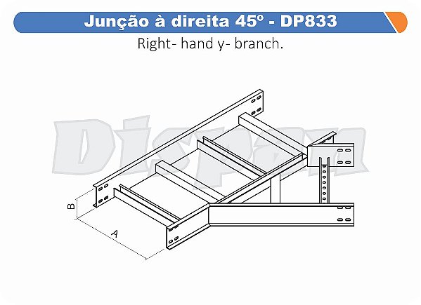 Juncao Para Leito Direita Aço Carbono 45G Raio Segmentado 320 600Mm Gf Aba Externa Alt 100Mm