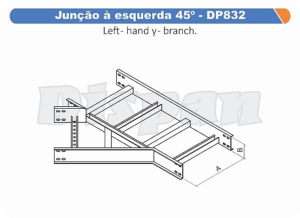 Juncao Para Leito Esquerda Aço Carbono 45G Raio Segmentado 320 1100Mm Gf Aba Externa Alt 100Mm