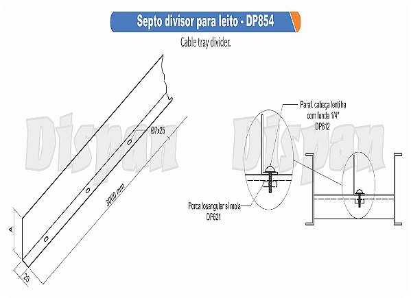 Septor Dividor Para Leito 60X19 60X19Mm Aço Carbono Gf
