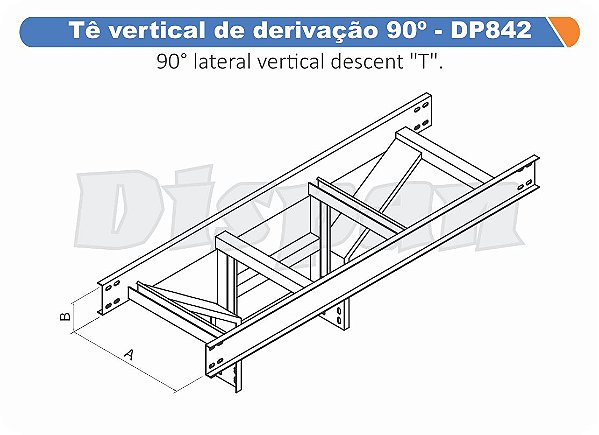 Te Vertical De Derivação Leito Aço Carbono 90G Raio Segmentado 320 1500Mm Gf Aba Externa Alt 100Mm