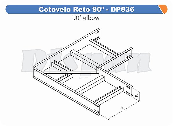 Cotovelo Para Leito Reto Aço Carbono 90G Raio Segmentado 320 300Mm Gf Aba Externa Alt 100Mm