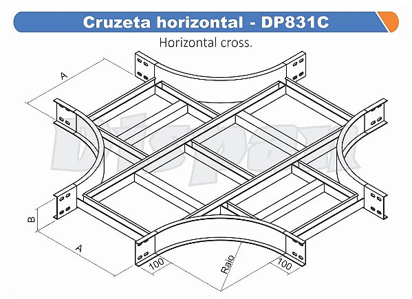 Cruzeta Para Leito Horizontal Aço Carbono Curvilineo 320 600Mm Gf Aba Externa Alt 100Mm