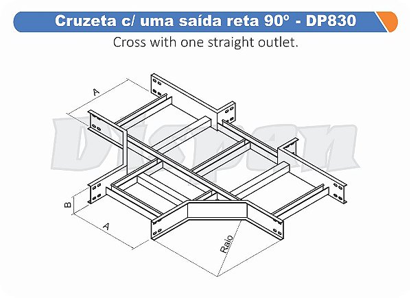 Cruzeta Para Leito Saida Reta Aço Carbono 90G Raio Segmentado 320 900Mm Gf Aba Externa Alt 100Mm