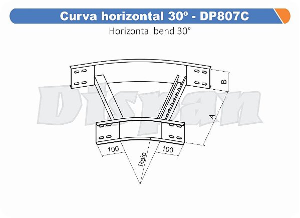 Curva Para Leito Horizontal Aço Carbono 30G Curvilineo 520 700Mm Gf Aba Externa Alt 100Mm