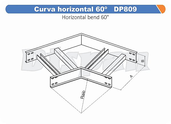 Curva Para Leito Horizontal Aço Carbono 60G Raio Segmentado 520 500Mm Gf Aba Externa Alt 100Mm