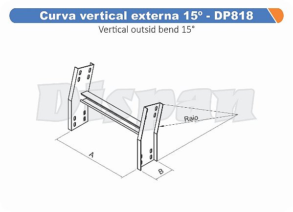 Curva Para Leito Vertical Externa Aço Carbono 15G Raio Segmentado 520 800Mm Gf Aba Interna Alt 100Mm