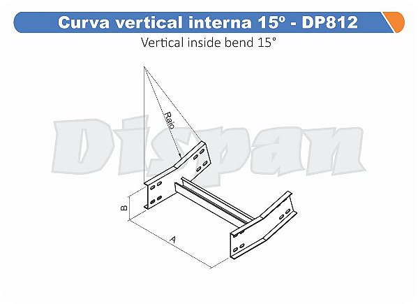 Curva Para Leito Vertical Interna Aço Carbono 15G Raio Segmentado 520 1200Mm Gf Aba Externa Alt 100Mm