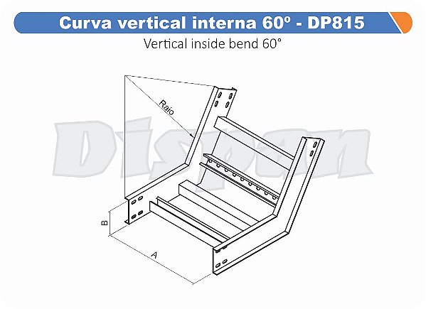 Curva Para Leito Vertical Interna Aço Carbono 60G Raio Segmentado 320 900Mm Gf Aba Externa Alt 100Mm