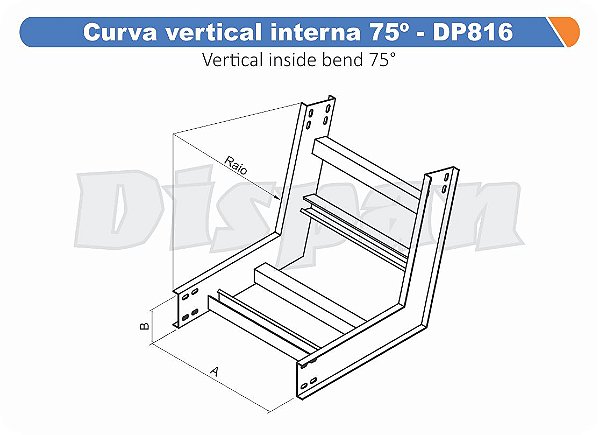 Curva Para Leito Vertical Interna Aço Carbono 75G Raio Segmentado 320 500Mm Gf Aba Interna Alt 100Mm