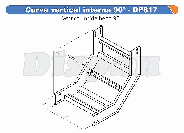 Curva Para Leito Vertical Interna Aço Carbono 90G Raio Segmentado 520 200Mm Gf Aba Interna Alt 100Mm