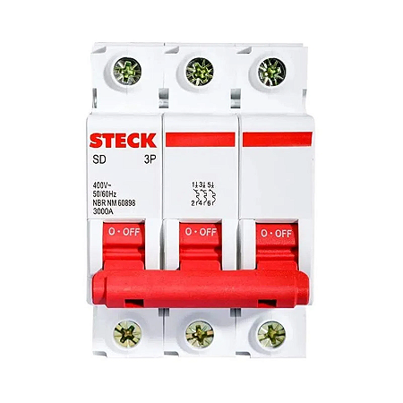 Disjuntor Serie Sd63 100A 3P Curva C 10Ka SDD3C100 Steck