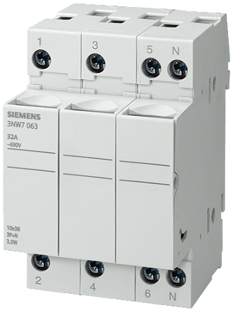 Base Fus Cilind 8X32Mm 20A 3P+N 3NW7363 SIEMENS