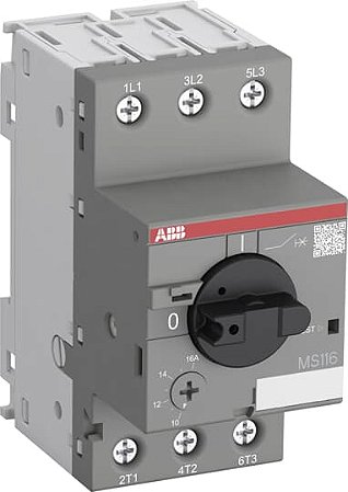 Disjuntor Motor Tripolar Classe 10 Para 50 Ka Em 380 V Com Ajuste Térmico De 0 4 À 0 63 A MS116-0,63 1SAM250000R1004 ABB
