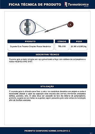 Suporte-Guia Simples H=200Mm Fixacao Rosca Mecanica Com 2 Porcas Tel-210 Termotécnica